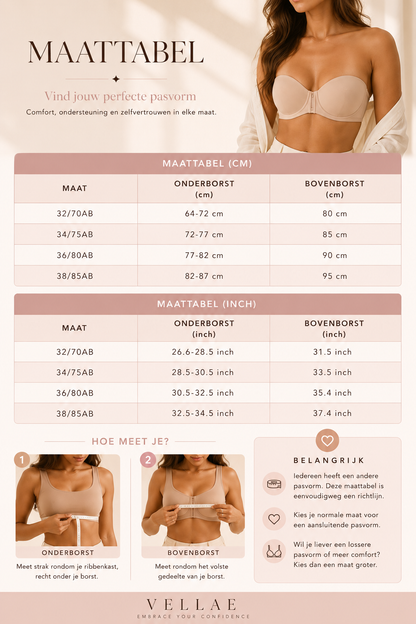 Strapless push-up bh met voorsluiting